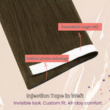 invisible tape in weft extensions brown hair