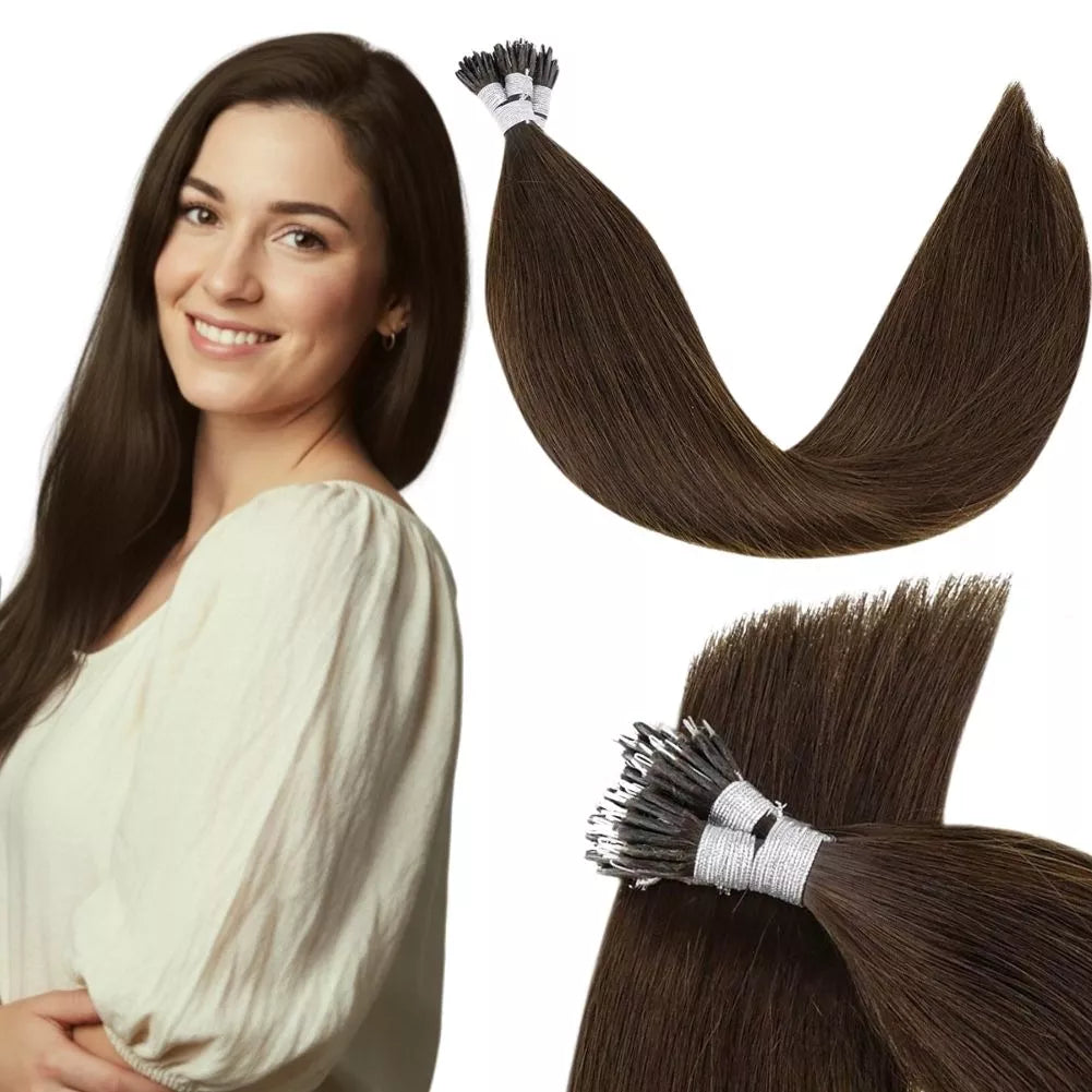 nano ring hair extensions dark brown straight hair