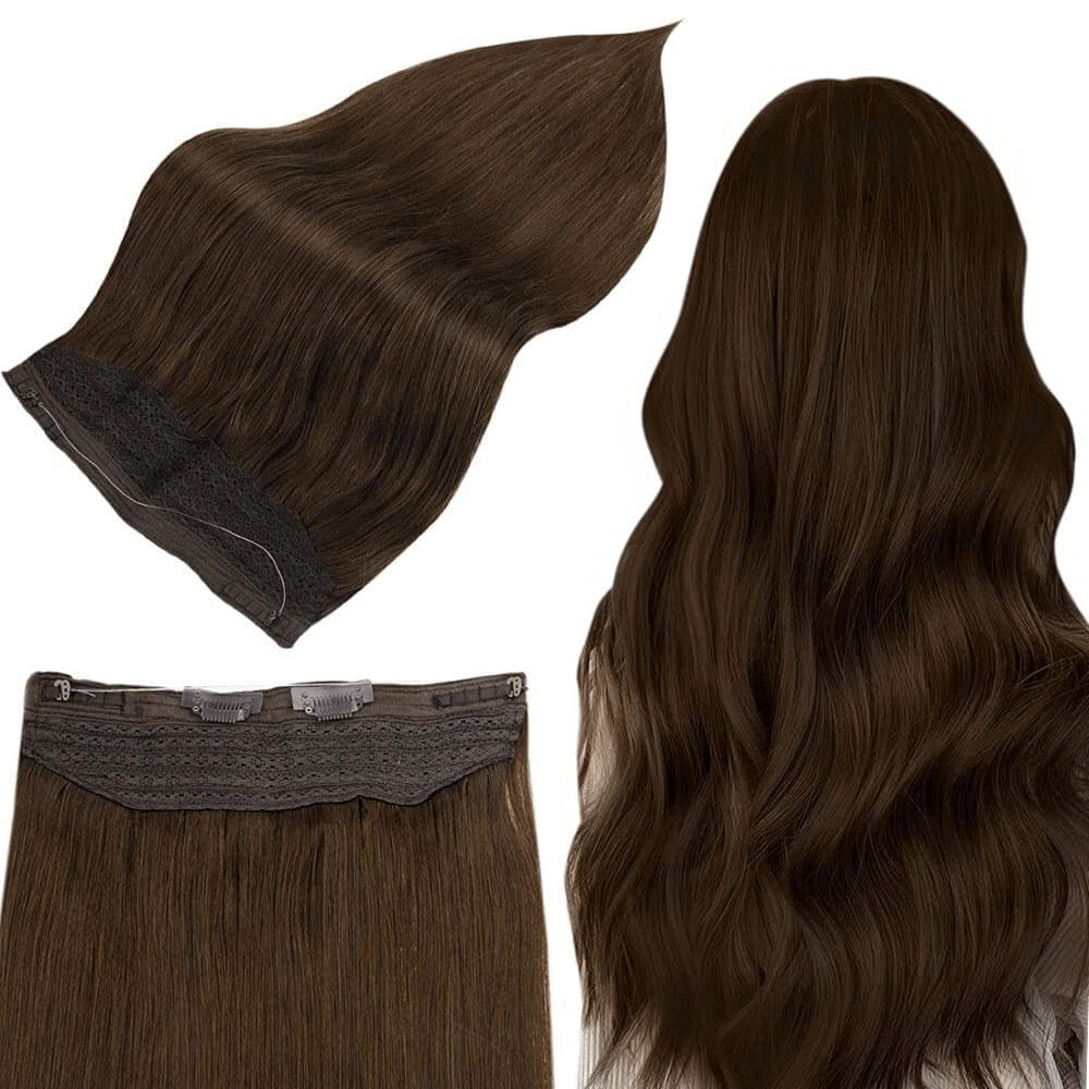 remy invisible wire hair extensions brown