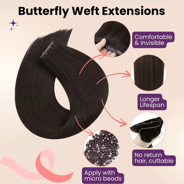butterfly weft hair extensions virgin hair weft