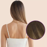 feather weft extensions virgin human hair balayage brown mix blonde