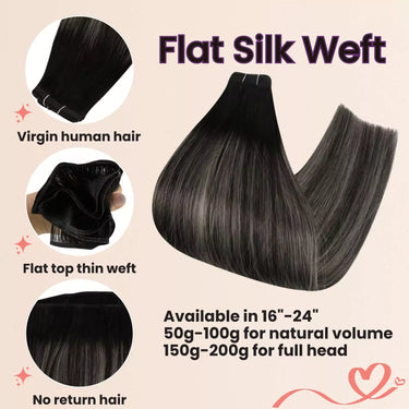 silk flat weft human hair extensions weft