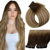 virgin hair flat silk weft extensions sew in weft extensions