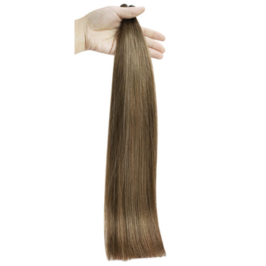 genius weft hair extensions straight balayage brown