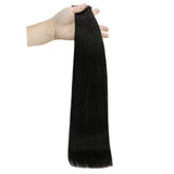 genius weft human hair straight black