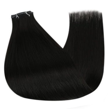 genius weft real human hair extensions jet black