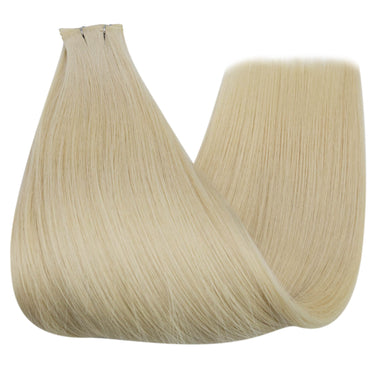 genius weft real human hair extensions platinum blonde