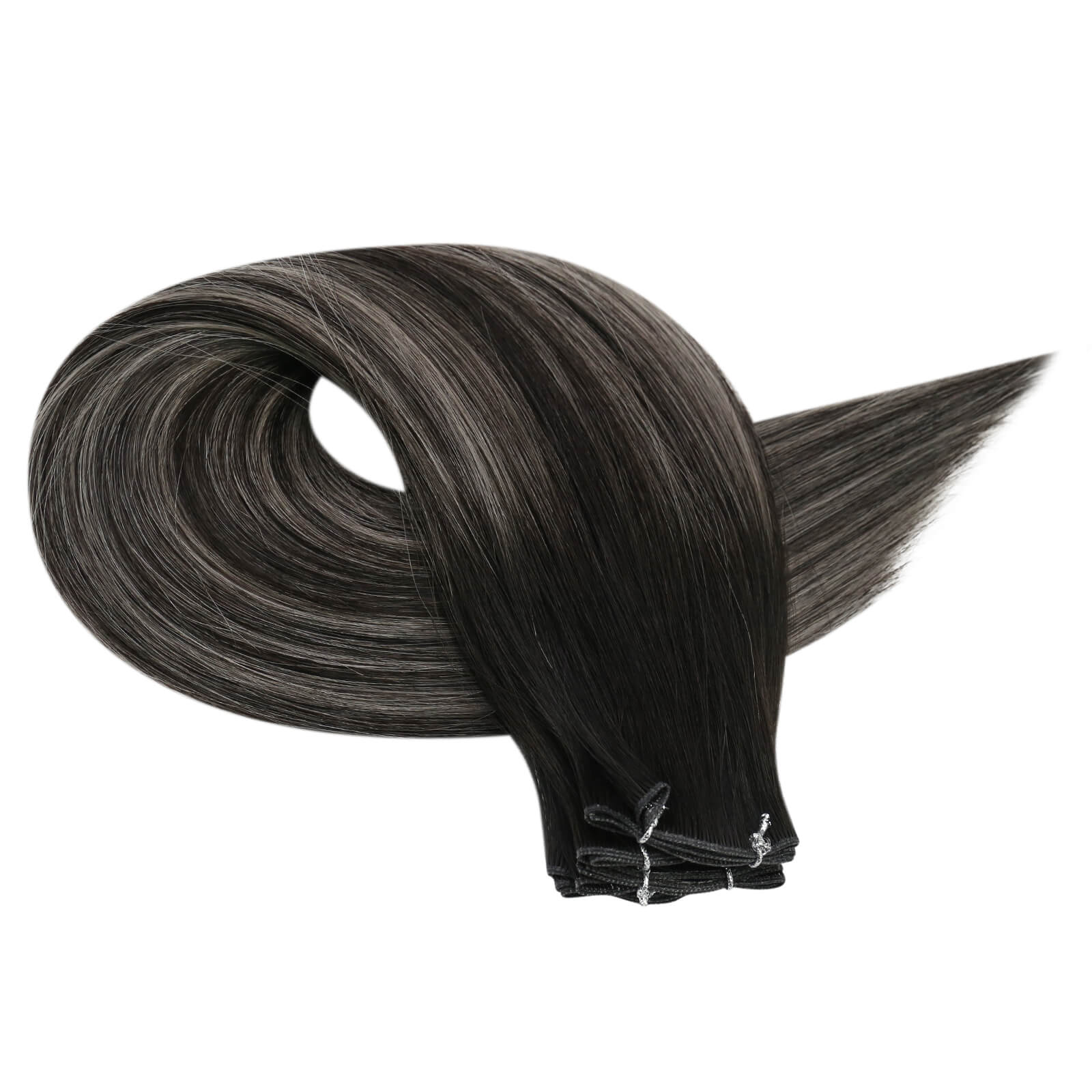 genius weft virgin hair balayage black mixed silver