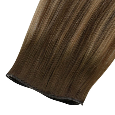 genius weft virgin hair balayage dark brown mixed camel blonde straight
