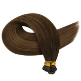 genius weft balayage darkest brown with light brown