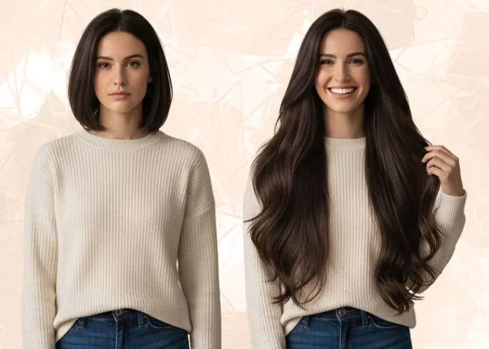 hair transformation with LaaVoo clip in hair