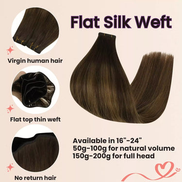 flat silk weft invisible weft hair extensions