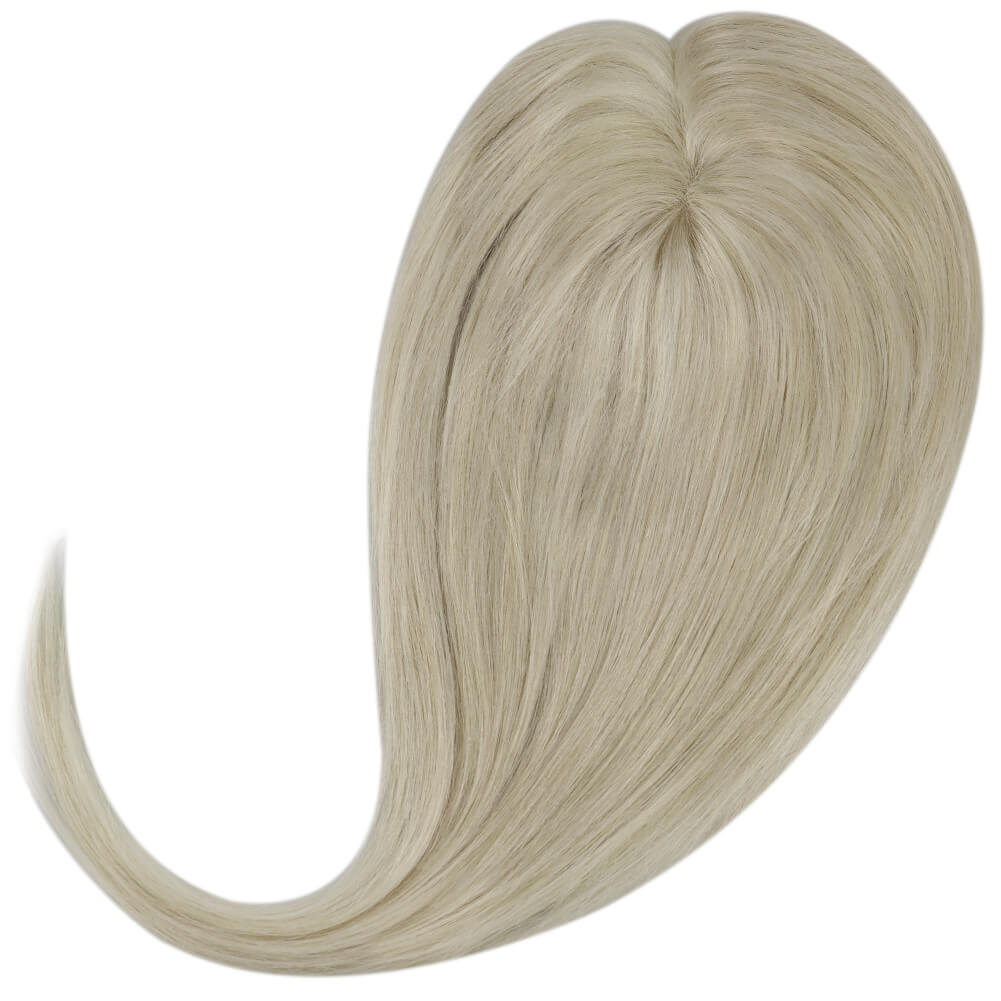 7,6 x 12,7 cm Cheveux humains Remy Topper pour femme Cheveux blonds platine #60 | LaaVoo