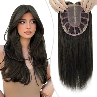 virgin hair topper darkest brown silk straight