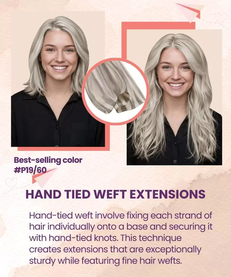 virgin hand tied weft extensions human hair