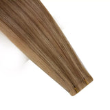 injected tape in human hair extensions highlight brown color