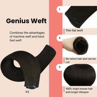 brown hybrid weft hair