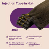 tape in hair extensions balayage darkest brown with light brown