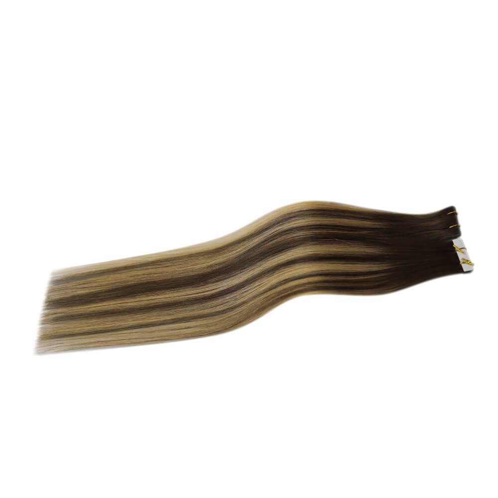 tape in hair extensions virgin hair seamless balayge brown