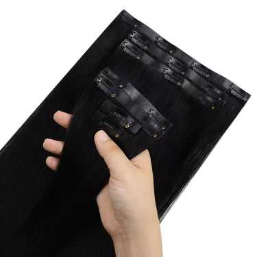 invisible clip in hair extensions black virgin human hair