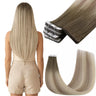 tape in balayage brown hair extensions