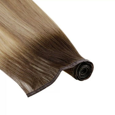 virgin human hair weft balayage brown to blonde flat weft extensions