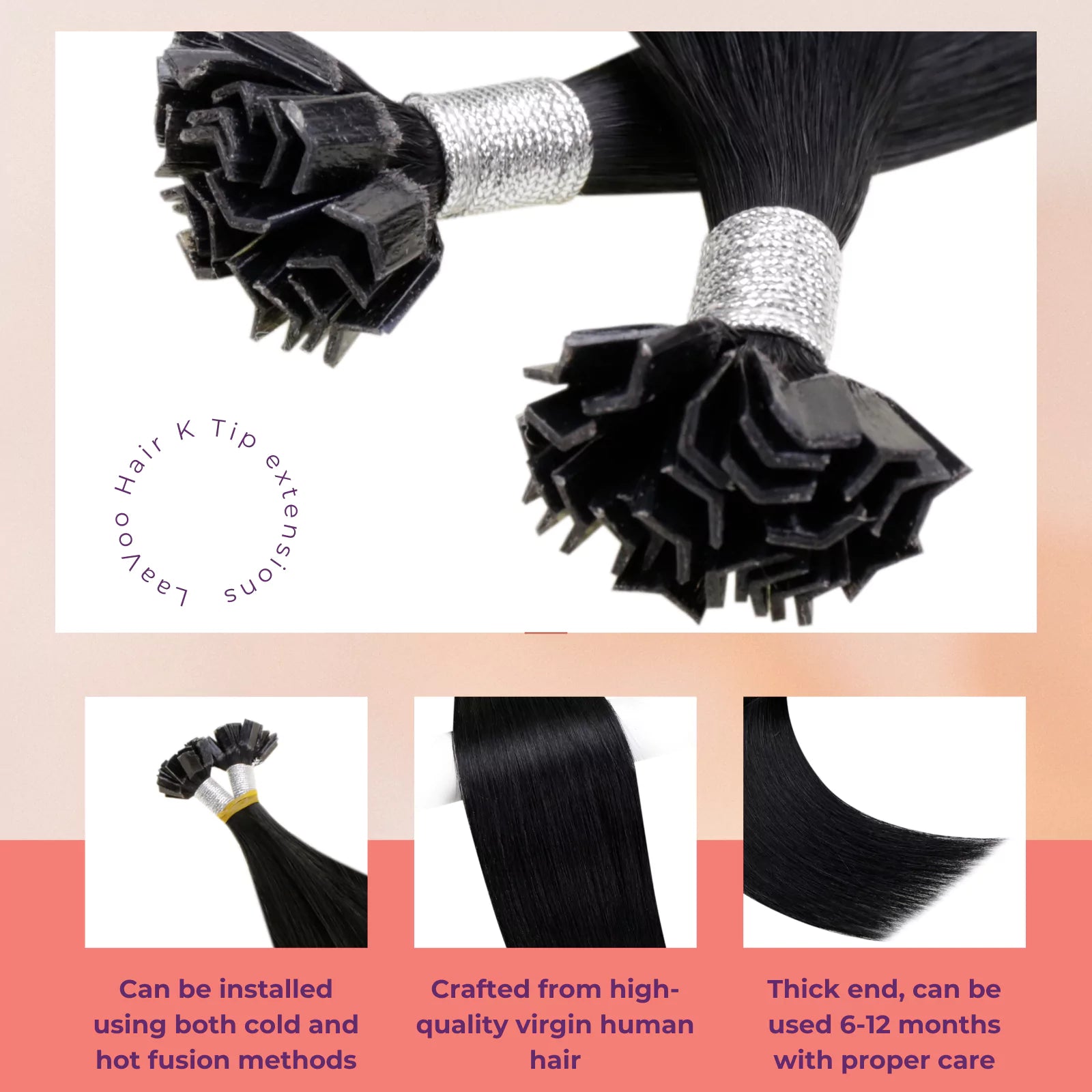 k tip hair extenisons black hair