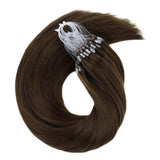 micro link hair extensions remy human hair dark brown silk straight