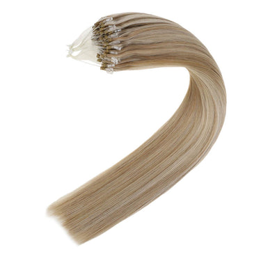 micro ring hair extensions highlight ash blonde with bleach blonde