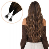 straight hair nano ring hair extension balayage brown hair extensions