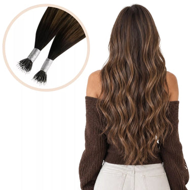 straight hair nano ring hair extension balayage brown hair extensions
