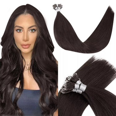 pre bonded cold fusion hair extensions nano ring hair darkest brown