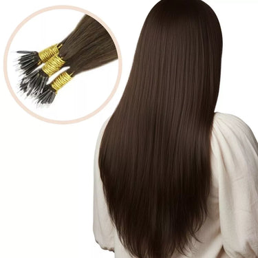 nano ring hair extensions remy human hair dark brown