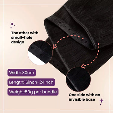 invisible hole weft hair extensions natural black virgin hair