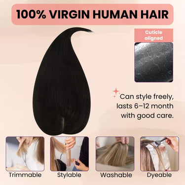 natural black hair topper for thinning crown