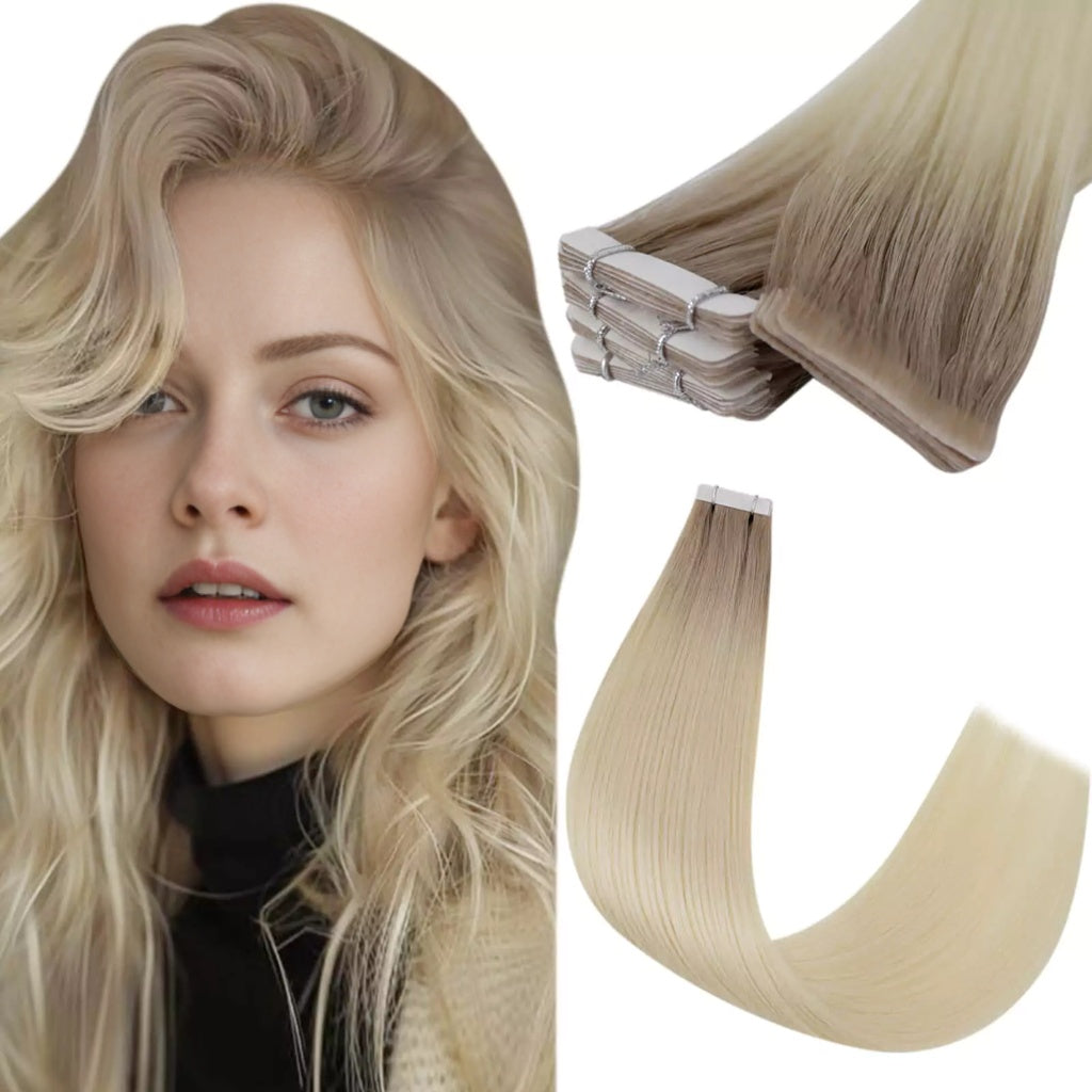 virgin injection tape in hair extensions Brown to Blonde R8T60