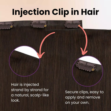 injection clip in real human hair extensions