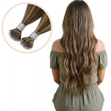 nano ring extension remy hair extensions highlight brown 