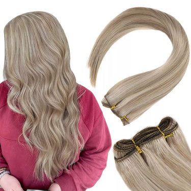 blonde highlight machine weft extensions