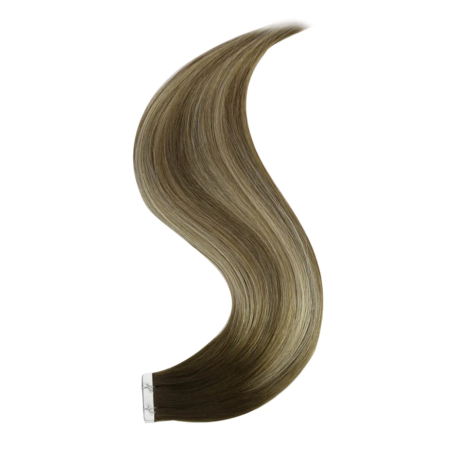 virgin tape in hair extensions balayage brown to blonde real human hair