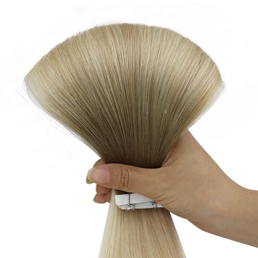 invisible tape in human hair extensions balayage brown to blonde