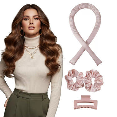 heatless curling set pink color