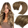tape in human hair extensions virgin hair balayage brown mix blonde