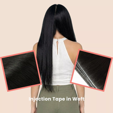 off black invisible hair extensions tape in weft