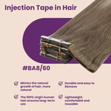 injection tape in hair extensions virgin hair balayage brown with blonde