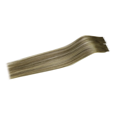 seamless virgin tape in hair extensions balayage brown with blonde