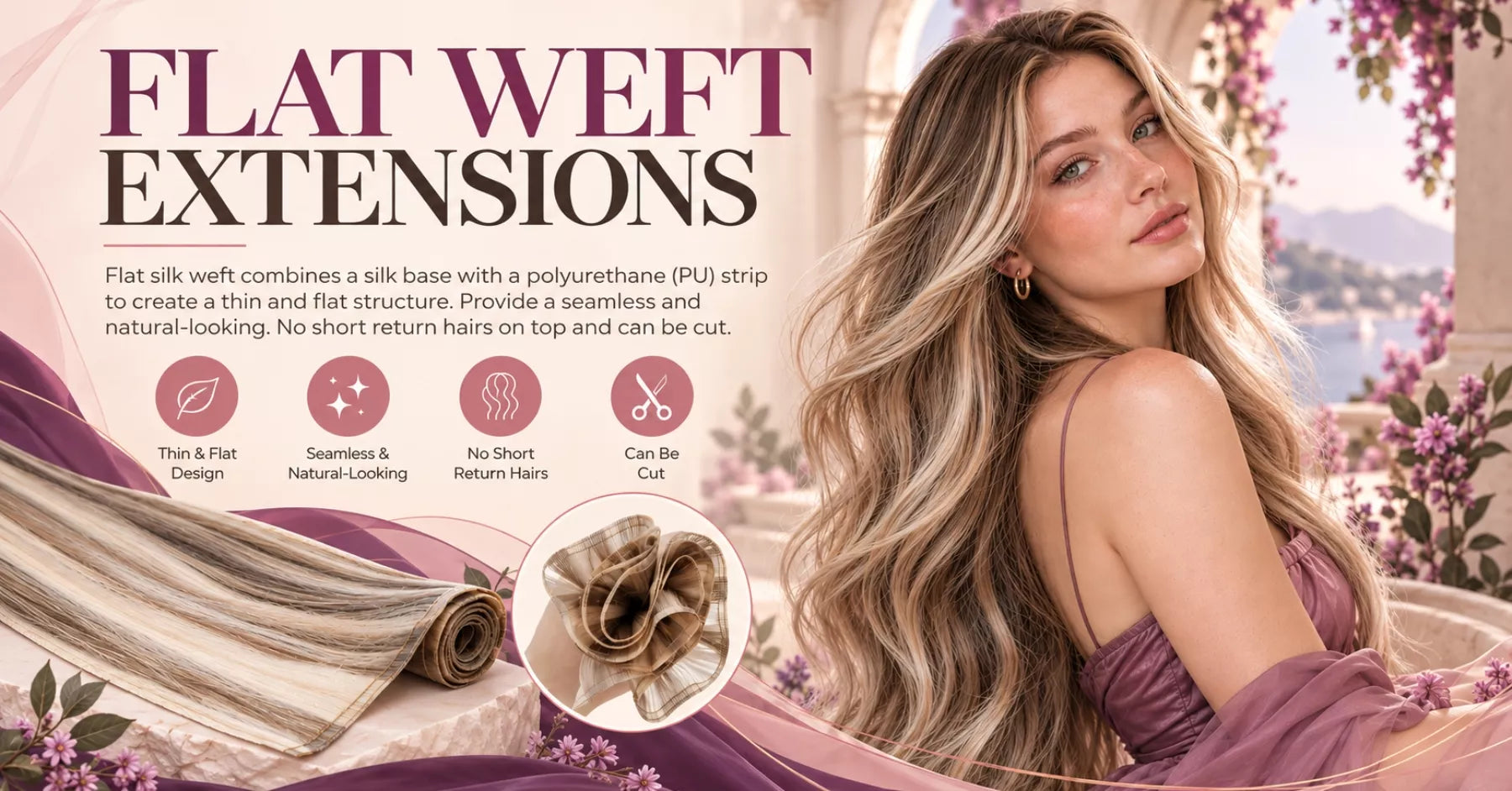 seamless hair extensions flat silk weft