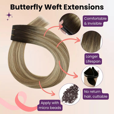 invisible weft hair extensions butterfly weft