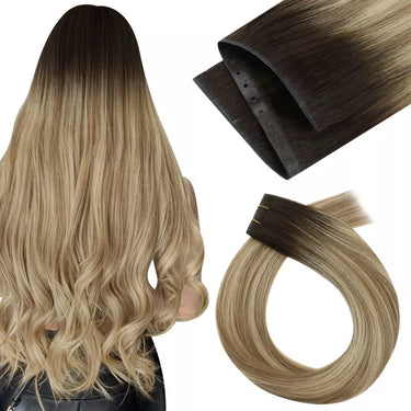 pu hole weft hair extensions balayage hair