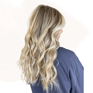 natural wavy tape in extensions highlight blonde